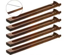 5 Pièces Porte-Encens en Bois de Bambou Brûleur à Encens, 9.06 Pouces de Long (Marron)