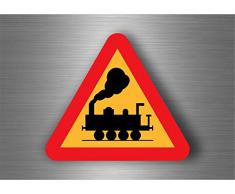 Akachafactory Autocollant Sticker Laptop Panneau Route Attention Train Locomotive