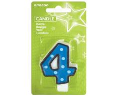 Amscan International Bougie danniversaire en forme de chiffre 4 à motif pois Noir