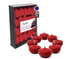 Hyoola Premium Lot de 20 Bougies flottantes Rouge 5,1 cm 4 Heures Fabriqué en Europe
