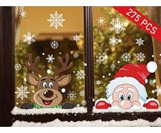 Ptsaying NoëL Autocollants Fenetre NoëL Stickers Décoration DIY Fenêtres Stickers Père Noël Stickers Muraux, Noël Renne Flocons de Neige Stickers