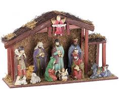 Pearl Grande crèche de Noël avec 11 Figurines en Porcelaine et LED