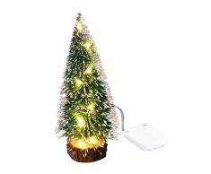 Rameng Sapin de Noel Lumineux Artificiel Arbre de Noël avec Support en Bois pour Décoration de Table (S,15cm)