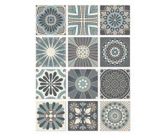 Panorama Stickers Carrelage Ashesif Cuisine Salle de Bain 72 Pièces de 10x10cm Hydraulique Bleu - Autocollant adhésif en Vinyle pour Carreaux muraux - Sticker Autocollant Carrelage