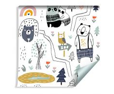 Muralo Papier Peint Enfant - Animaux Sauvages - Style Scandinave Vinyle Chaleureux Ours Illustration - 228718163