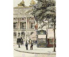 PAINTING VINTAGE CITYSCAPE PARIS PLACE DE L'OPERA ART PRINT POSTER HP1837