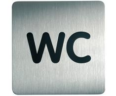 Durable 495723 Plaque dInformation Pictogramme Carré 150 x 150 mm en Acier Brossé Inoxydable WC Toilettes