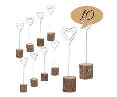 KATOOM 10 Pcs Placez la Carte,Stands avec Porte Photo Base en Bois, Mémo Carte Pince Coeur Support De Numéro, Table Menus Buffet étiquettes Nom De LInvité pour Décoration Mariage Anniversaire