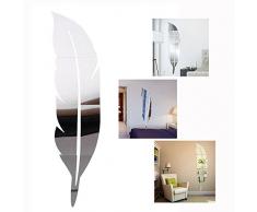 Cisixin DIY Stickers 3D Feather Plume Miroir, Salon Miroir Mural dautocollants Amovible Décor Décoration, 120 x 30 cm