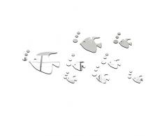 Ufengke® 8 Pièces 3D Poissons Tropicaux Effet De Miroir Stickers Muraux Design À La Mode Art De Décalque Décoration De La Maison Argent