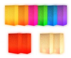Lot de 10 sac bougie multicolor coloré motif soleil fête effet luminaire décoration soirée en plein air mariage romantique photophore en papier non inflammable farilitos luminarias lanterne décoration nocturne terrasse:Soleil_4