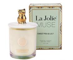 Bougie Parfumées Bougie Cadeau pour la Fête Pois Lys en Cire Bio Couvercle Hibou Décor