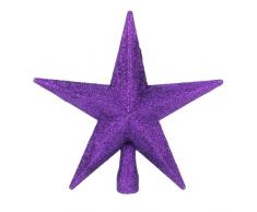 Christmas Direct Cimier de sapin de Noël en forme d'étoile pailletée Violet 20 cm