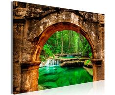 murando Impression sur Toile intissee Cascade 90x60 cm 1 Partie Tableau Tableaux Decoration Murale Photo Image Artistique Photographie Graphique Foret Arbre Vert d-C-0173-b-a
