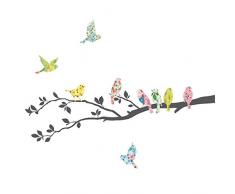 DECOWALL DA-1706 Oiseaux sur Arbre Autocollants Muraux Mural Stickers Chambre Enfants Bébé Garderie Salon
