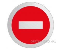 OFFORM Plaque de porte en acier inox brossé, pictogramme "Passage interdit" Ø 75 mm No.39257