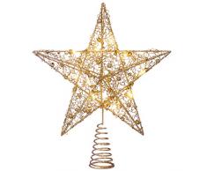 WeRChristmas Sprinky Sapin étoile de Noël Lampes LED, Doré, 31 cm