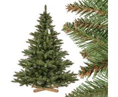 FairyTrees Arbre Sapin Artificiel de Noêl Sapin NORDMANN, Tronc Vert, Matière PVC, Socle en Bois, 180cm, FT14-180