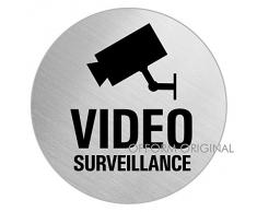 OFFORM Plaque de Porte Pictogramme Video Surveillance Acier Inox Brossé Ø 75 mm No.39280