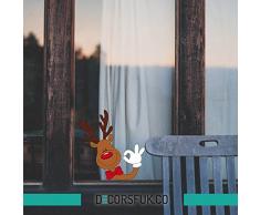 Renne de Noël Stickers – Stickers flocons de neige Windows – 25 x 25 x 24 cm Renne du Père Noël