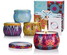 TTRWIN Bougies parfumées Coffrets Cadeaux,Cire De Soja Naturel Laromathérapie,Citron,Lavande,Figue et Rose（4 pc）-Mariage,Bath,Yoga,Cadeau de Fête des Mères et La Saint-Valentin Bougie de Voyage