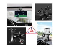 DFV mobile - Support de Smartphone GPS de Voiture 3 en 1: Pince pour Tableau de Bord/Visière + Pince Grille de Ventilation pour Meitu M4, M4 Hello Kitty - Noir