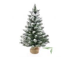 artplants.de Petit Arbre de Noël Artificiel Reykjavik dans Son Sac Marron, enneigé, 75 Branches, 60cm, Ø 25cm - Sapin de Noël Artificiel