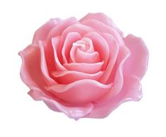 Grande bougie flottante ou bougie de déco, bougie en fleur de rose faite à la main avec 21 pétales de rose 15x7,5cm en rose
