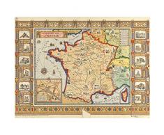 Brown 1929 Pictorial Map France Paris Castles Extra Large Art Print Wall Mural Poster Premium XL Carte Château Grand Art Mur Affiche