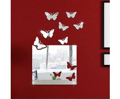 Ufengke® 3D Papillons Block Effet De Miroir Stickers Muraux Design À La Mode Art De Décalque Décoration De La Maison Argent