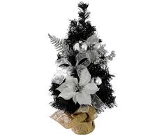 WeRChristmas Sapin de Noël décoré Base de Jute Noir/Argent