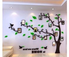 Sticker Muraux Acrylique 3D Arbre Autocollants, Amovibles DIY Cadre de Photo Stickers Mural Arts Décorations pour Garderie, Chambre, Salon, Chambre Enfants (L: 175 * 230CM, Vert Gauche)