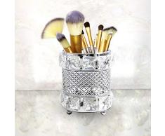 Bulz Pot Rangement Maquillage Bougeoir Chandelier en Cristal Pot de Fleurs Table Coiffeuse Mariage Décor (Argent)