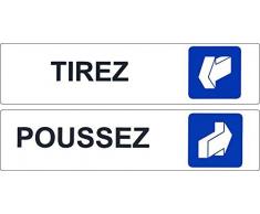2x Autocollant sticker porte portail commerce bureau poussez tirez panneau