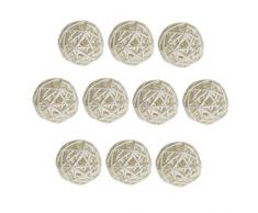 Baoblaze 10pcs Boule Décoratives Rotin Boule Maison Mariage Décoration Jardin Suspendu Decor - Blanc