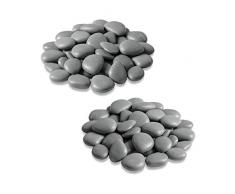 RE-Pubbles Galets décoratifs pour pots, jardin, aquarium, terrarium et modélisme, en plastique recyclé - Lot de 2 petits sachets gris