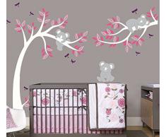Sayala Stickers Muraux Koala Arbre Enfant- Autocollant Adhésif Mural Koala Branches Stickers Pour Chambre Enfants Bébé Art,2 * 1.8m (Blanc)