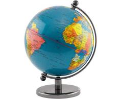 BRUBAKER - Globe terrestre - Design Moderne - Acier Inoxydable - Décoration Bureau - Hauteur 19 cm - Bleu foncé