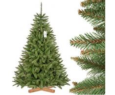 FairyTrees Arbre Sapin Artificiel de Noêl EPICÉA Naturel, Tronc Vert, Matière PVC, Socle en Bois, 180cm, FT01-180