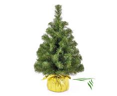 artplants.de Mini Sapin de Noël Artificiel VARSOVIE, Vert, doré, 60cm, Ø 40cm - Arbre de Noël Plastique - Sapin Artificiel PVC