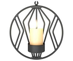FICI 3D Bougie Appliques géométrique Ronde Fer photophore Style Nordique Applique Bougie fête de Mariage Chandelier décoration Murale, Noir