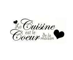 1PC Cuisine Wall Stickers Autocollant De Cuisine Tuile Noir Anglais Citations Avec Amour Coeur Decals