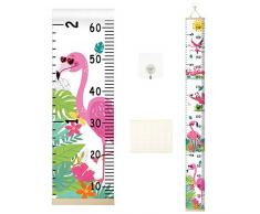Toise Murale Enfant, ZoomSky Tableau de Croissance Enfants Motif de Flamingo Amovible Règle à Suspendre Pour Hauteur de Mesure Fille Garçon Décoration de Chambre Mur Porte Placard Fenêtres