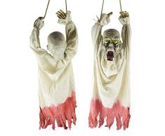 Morbuy Halloween Decoration, Fantômes à Suspendre Voix Horreur Accessoire Suspension Fête Terrifiant Matériel de Fête Frayeur pour Décor de Fête Hantée Jouet KTV Bar Hanté Maison (Blanc Rouge)