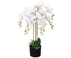 vidaXL Plante Artificielle et Pot Orchidée Décoration dIntérieur 75 cm Blanc