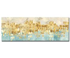 FajerminArt Impression sur Toile - Peinture Abstraite Dorée Toile Peinture Murale Art Decor Poster Tableau Toile Salon, Chambre à Coucher, Bureau Peinture Murale (50x150cm)(sans Cadre)