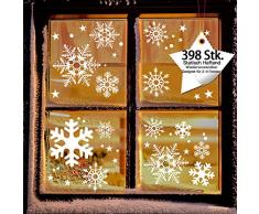 LessMo 398PCS Flocons de Neige Autocollants Adhésifs Autocollants de Noël Autocollants Ornements Partie (8 Feuilles), Blanc