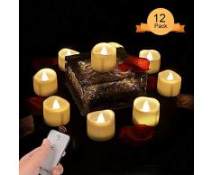 Bougies à LED Photophore 12 Lumières Lampes à bougie Sans Flamme Réaliste et Bright Fausses Bougies électriques Décorations pour VotiveTable Party Anniversaire Mariage Camping -Blanche chaud