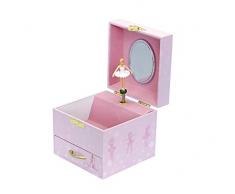 TROUSSELIER - Ballerine - Boîte à Bijoux Musicale - Idéal Cadeau Jeune Fille - Phosphorescent - Brille dans la nuit - Musique Roméo & Juliette - Colori Rose
