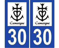2 Autocollants de plaque d'immatriculation auto 30 Croix Camarguaise